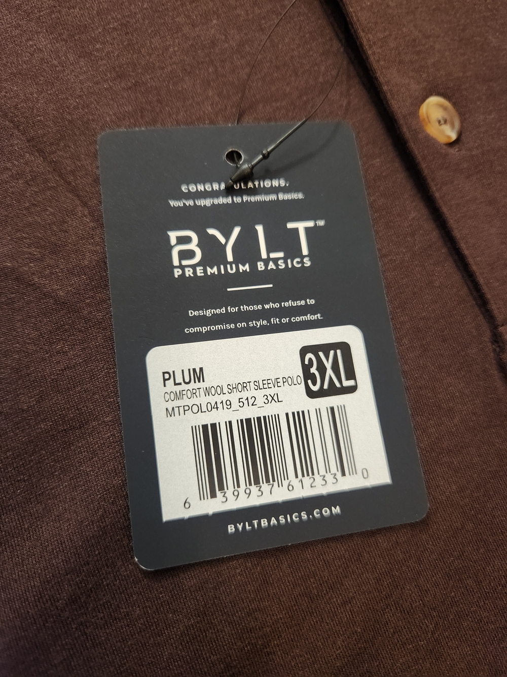 BYLT NWT Premium Basics Comfort Wool Polo Men's 3XL Big & Tall Brown MTPOL0419 - Picture 2 of 9
